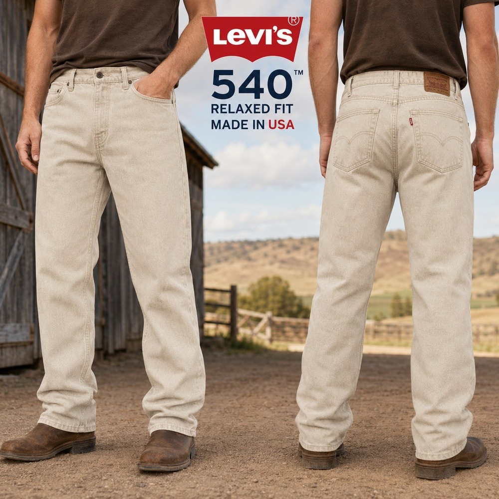 Vintage‎ 1991 Levis 540 Relaxed Fit Jeans Tan Khaki Denim Made in USA Mens 38x32